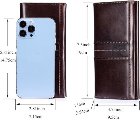 محافظ LUKZIJAES للنساء، محفظة طويلة نحيفة RFID للسيدات من الجلد الطبيعي ثنائية الطي مع جيب للعملات المعدنية بنافذة الهوية (#1-قهوة) in Kuwait