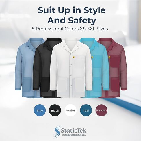 ESD Jacket with Snap Cuff - Level 3 Certified Anti-Static Smock - Lightweight Protective Workwear for Electronics & Labs in Kuwait