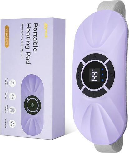 Portable Cordless Heating Pad for Period Cramps, Voice Reminder Menstrual Heating Pad with 6 Heat Levels and 6 Massage Modes, 3s Fast Heating, Gifts for Her Women Girls in Saudi Arabia