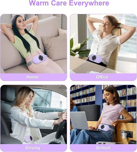 Portable Cordless Heating Pad for Period Cramps, Voice Reminder Menstrual Heating Pad with 6 Heat Levels and 6 Massage Modes, 3s Fast Heating, Gifts for Her Women Girls in Saudi Arabia