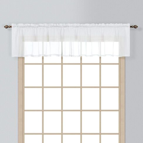 1PC Sheer Voile Window Treatment Valance for Kitchens, Bathrooms, Basements & More (White, 55" X 14") in Saudi Arabia