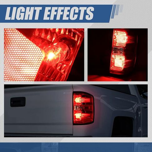 Auto Dynasty Tail Light Brake Lamps Compatible with Chevy Silverado 1500 2500HD 3500HD GMC Sierra 3500 HD 2014 2015 2016 2017 2018 2019, Driver Left Side, Red Lens, Factory Style Rear in Saudi Arabia