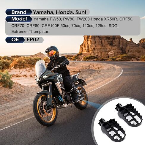 Shakas 2 PCS Dirt Bike Foot Pegs, PW50 PW80 TW200 Front Footpegs, Heavy Duty Alloy Rust-proof Pedals for 50 cc 70 cc 110 cc 125 cc SDG Extreme Thumpstar, Compatible with Yamaha HNDA Sunl (Black) in Saudi Arabia