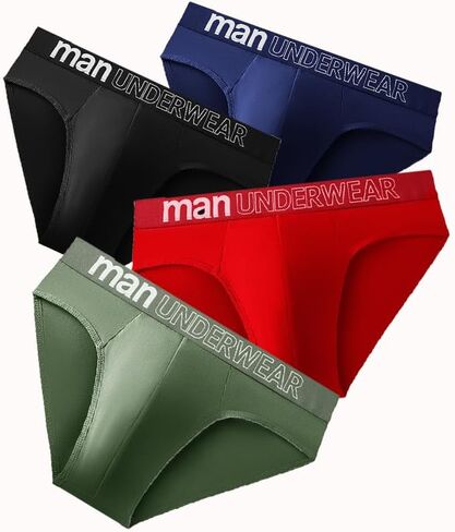 4Pcs Men's Fashion Briefs,Lightweight Breathable Stretchy Mid Waist Underwear, Colors Multi in Saudi Arabia