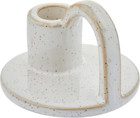 Ceramic Taper Candle Holders with Handle (Set of 2) – Tall Candlestick Holders for Table Decor Centerpieces, Rustic Home Décor, and Dinner Table Styling Vanilla in Saudi Arabia