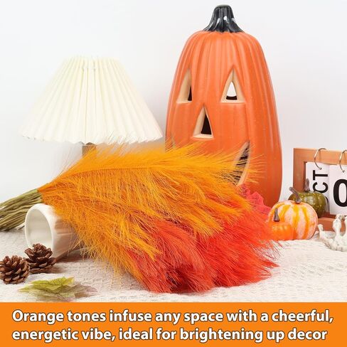 30pcs Pampas Grass Decor,21" Artificial Pompous Grass Bulk,Small Vase Filler Pompas Grass for Home Wedding Living Room Wall Party Decoration Halloween (Golden,Orange-Red,Orange) in Kuwait