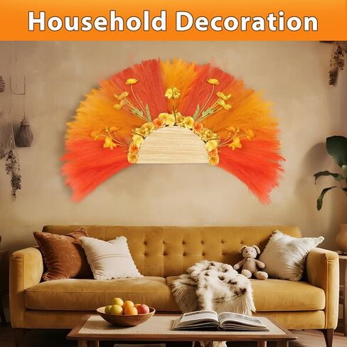 30pcs Pampas Grass Decor,21" Artificial Pompous Grass Bulk,Small Vase Filler Pompas Grass for Home Wedding Living Room Wall Party Decoration Halloween (Golden,Orange-Red,Orange) in Kuwait