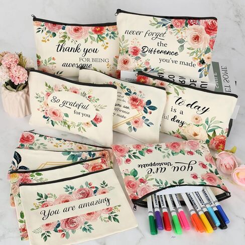 30Pcs Christian Makeup Bag Christian Gifts for Women Inspirational Bible Verse Flower Cosmetic Bags Religious Gifts Motivational Travel Toiletry Pouch for Women Mother’s Day Wedding in Kuwait