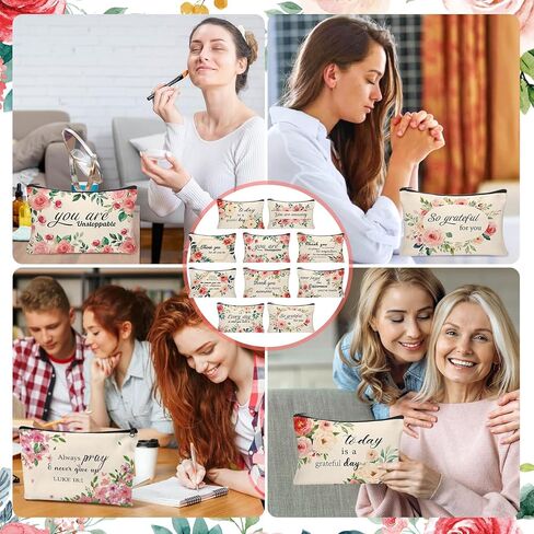 30Pcs Christian Makeup Bag Christian Gifts for Women Inspirational Bible Verse Flower Cosmetic Bags Religious Gifts Motivational Travel Toiletry Pouch for Women Mother’s Day Wedding in Kuwait