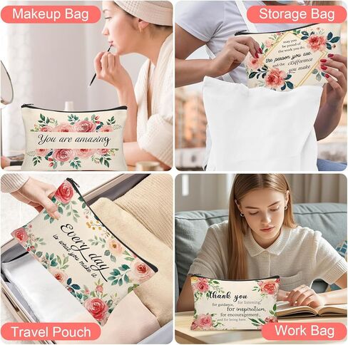 30Pcs Christian Makeup Bag Christian Gifts for Women Inspirational Bible Verse Flower Cosmetic Bags Religious Gifts Motivational Travel Toiletry Pouch for Women Mother’s Day Wedding in Kuwait