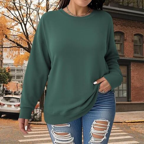 Plus Size Sweatshirts for Women Fall Oversized Long Sleeve T Shirts Loose Fit Crewneck Pullover Tunic in Saudi Arabia