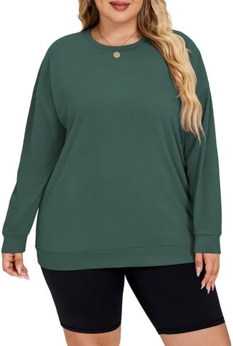 Plus Size Sweatshirts for Women Fall Oversized Long Sleeve T Shirts Loose Fit Crewneck Pullover Tunic in Saudi Arabia