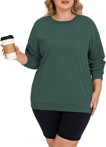 Plus Size Sweatshirts for Women Fall Oversized Long Sleeve T Shirts Loose Fit Crewneck Pullover Tunic in Saudi Arabia
