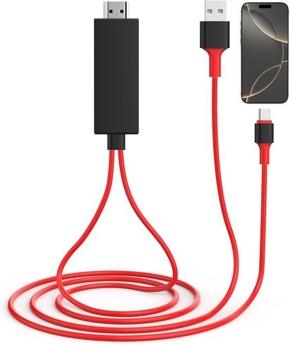 محول USB C إلى HDMI لهاتف iPhone 16 إلى التلفزيون، [معتمد من Apple MFi] كابل موصل شاشة AV رقمي USB من النوع C 1080P 4K لهاتف iPhone 16/16 Plus/16 Pro/16 Pro Max/15 إلى شاشة عرض HDTV in Kuwait