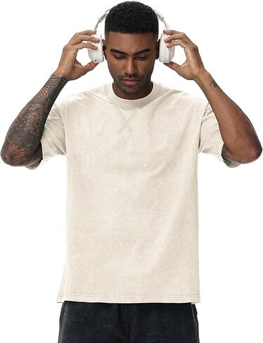 Distressed Oversized Tshirts for Men Vintage Washed Unisex Tees Cotton Casual Hipster Short Sleeve Tops in Saudi Arabia