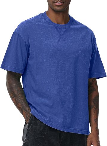 Distressed Oversized Tshirts for Men Vintage Washed Unisex Tees Cotton Casual Hipster Short Sleeve Tops in Saudi Arabia