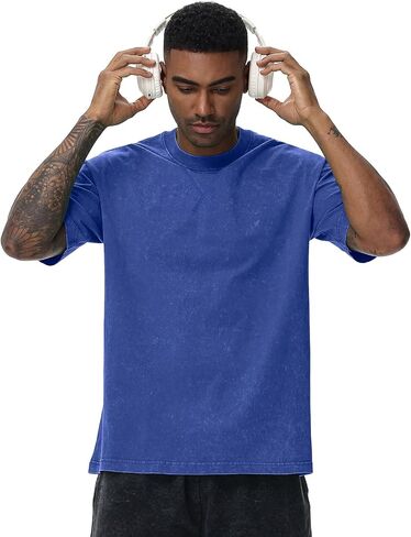 Distressed Oversized Tshirts for Men Vintage Washed Unisex Tees Cotton Casual Hipster Short Sleeve Tops in Saudi Arabia