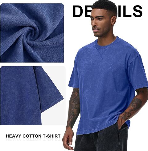 Distressed Oversized Tshirts for Men Vintage Washed Unisex Tees Cotton Casual Hipster Short Sleeve Tops in Saudi Arabia
