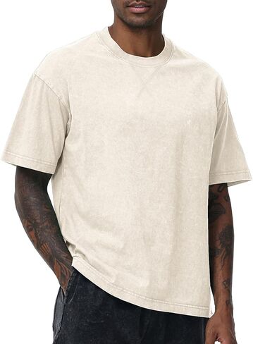 Distressed Oversized Tshirts for Men Vintage Washed Unisex Tees Cotton Casual Hipster Short Sleeve Tops in Saudi Arabia