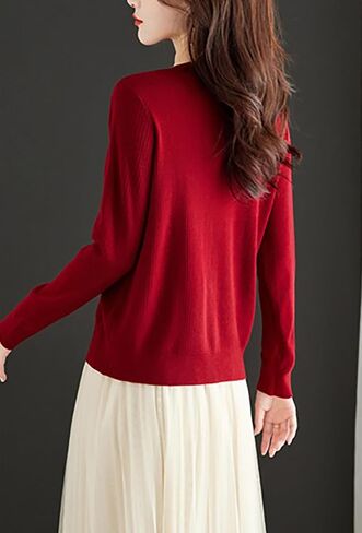 LAI MENG FIVE CATS Women's Lightweight Cardigan Long Sleeve Soft Knit Sweater Knit V Neck Button Tops in Saudi Arabia
