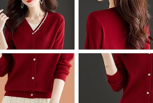 LAI MENG FIVE CATS Women's Lightweight Cardigan Long Sleeve Soft Knit Sweater Knit V Neck Button Tops in Saudi Arabia