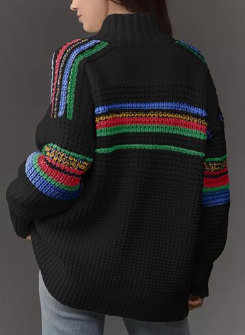 Dokotoo Womens Cardigan Sweaters Long Sleeve Casual Striped Color Block Cable Knit Fall Outfits with Pockets in Saudi Arabia