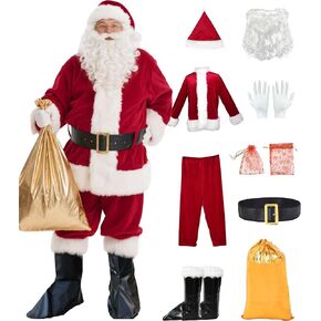 زي سانتا كلوز للرجال 9 قطع زي سانتا، بدلة سانتا للبالغين للرجال المحترفين لعيد الميلاد للبالغين زي سانتا in Kuwait