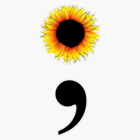 Sunflower Semi Colon Sticker Vinyl Waterproof Sticker Decal Car Laptop Wall Window Bumper Sticker 5" in Saudi Arabia