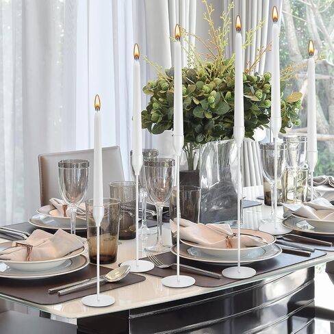 Inbagi 12 Sets Candlestick Holders Bulk for Taper Candles Metal Tall Candle Stick Holders Taper Candle Stands for Table Centerpiece Wedding Home Party Decor Fit 0.79 in Thick Candle (White) in Saudi Arabia