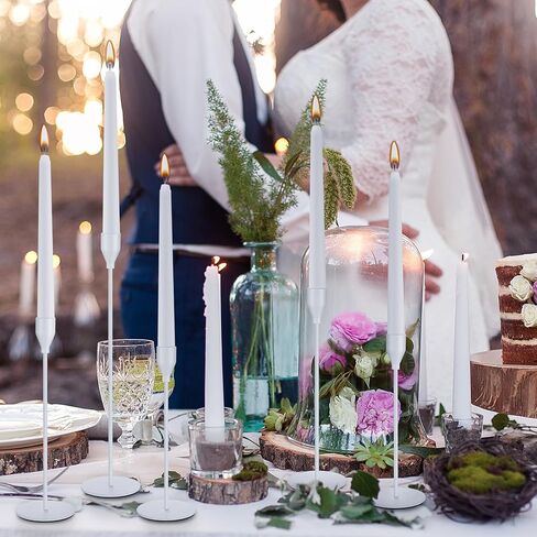 Inbagi 12 Sets Candlestick Holders Bulk for Taper Candles Metal Tall Candle Stick Holders Taper Candle Stands for Table Centerpiece Wedding Home Party Decor Fit 0.79 in Thick Candle (White) in Saudi Arabia