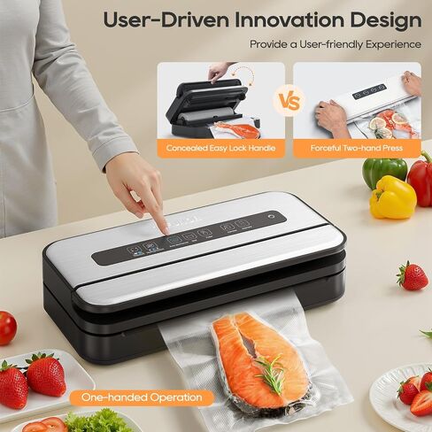 Liquid Vacuum Sealer Machine, 90Kpa Vacuum Sealer for Liquid/Dry/Moist food, Double Heat Seal, Easy-Lock Handle, Built-in Cutter and Bag Storage & Removable Drip Tray in Saudi Arabia