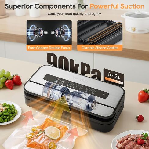 Liquid Vacuum Sealer Machine, 90Kpa Vacuum Sealer for Liquid/Dry/Moist food, Double Heat Seal, Easy-Lock Handle, Built-in Cutter and Bag Storage & Removable Drip Tray in Saudi Arabia