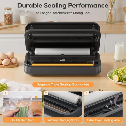 Liquid Vacuum Sealer Machine, 90Kpa Vacuum Sealer for Liquid/Dry/Moist food, Double Heat Seal, Easy-Lock Handle, Built-in Cutter and Bag Storage & Removable Drip Tray in Saudi Arabia