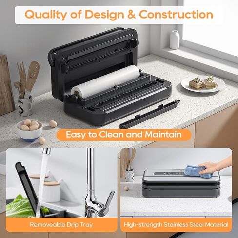 Liquid Vacuum Sealer Machine, 90Kpa Vacuum Sealer for Liquid/Dry/Moist food, Double Heat Seal, Easy-Lock Handle, Built-in Cutter and Bag Storage & Removable Drip Tray in Saudi Arabia
