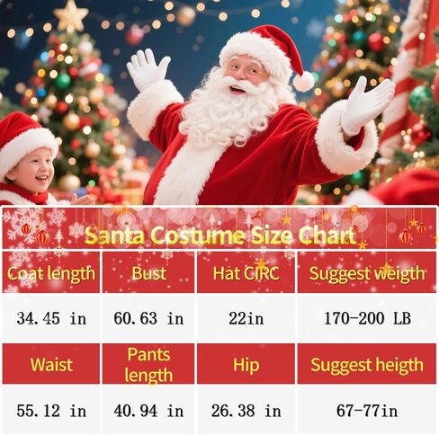 Santa Claus Costume for Men 9Pcs Santa Costume, Santa Suit Adults Men Professional Christmas Adult Santa Outfit in Kuwait