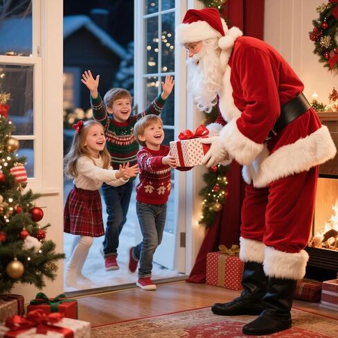 Santa Claus Costume for Men 9Pcs Santa Costume, Santa Suit Adults Men Professional Christmas Adult Santa Outfit in Kuwait