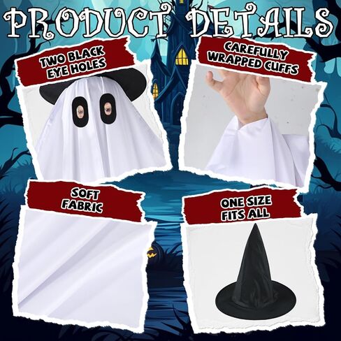 Halloween Ghost Costume Cosplay Adult Boo Dress Up Full Unisex Outfit Black Witch Hat Role Play Party Supplies in Saudi Arabia