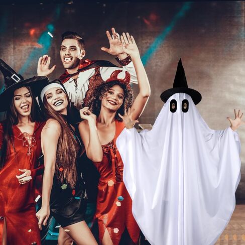 Halloween Ghost Costume Cosplay Adult Boo Dress Up Full Unisex Outfit Black Witch Hat Role Play Party Supplies in Saudi Arabia