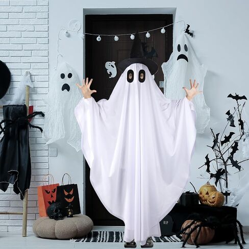Halloween Ghost Costume Cosplay Adult Boo Dress Up Full Unisex Outfit Black Witch Hat Role Play Party Supplies in Saudi Arabia