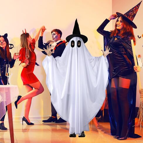 Halloween Ghost Costume Cosplay Adult Boo Dress Up Full Unisex Outfit Black Witch Hat Role Play Party Supplies in Saudi Arabia