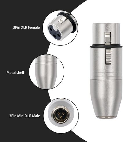 3pin XLR Male to 3pin Mini XLR Female Audio Adapter,3Pin XLR Male Plug to 3Pin Mini XLR Female Jack Balanced Headphone Mic Connector for Headphones, Microphones, Audio bodypacks, Speakers in Kuwait