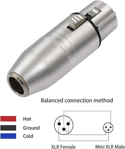 3pin XLR Male to 3pin Mini XLR Female Audio Adapter,3Pin XLR Male Plug to 3Pin Mini XLR Female Jack Balanced Headphone Mic Connector for Headphones, Microphones, Audio bodypacks, Speakers in Kuwait