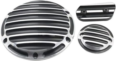 Riloer Derby Timer Clutch Timing Covers, Motorcycle Derby Cover Timing Timer Cover, Compatible with Harley, Black+Chrome in Saudi Arabia