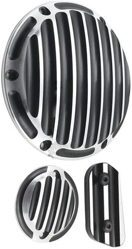 Riloer Derby Timer Clutch Timing Covers, Motorcycle Derby Cover Timing Timer Cover, Compatible with Harley, Black+Chrome in Saudi Arabia