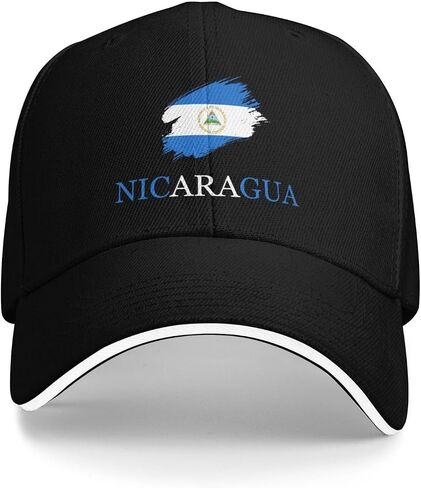 Brush Nicaraguan Nicaragua Flag Sandwich Cap Unisex Baseball Cap Trucker Dad Hat for Men Women Adjustable Peaked Fashion Outdoors Funny Golf Sunhat Black in Saudi Arabia