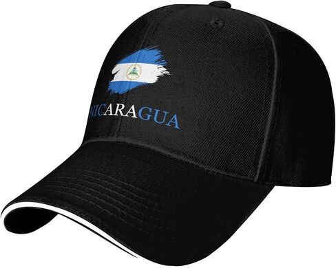 Brush Nicaraguan Nicaragua Flag Sandwich Cap Unisex Baseball Cap Trucker Dad Hat for Men Women Adjustable Peaked Fashion Outdoors Funny Golf Sunhat Black in Saudi Arabia