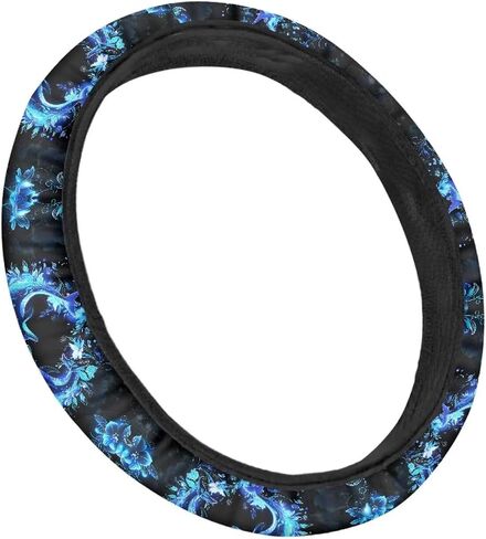 Glow Dolphin Totem Flower Steering Wheel Cover, Universal Fit for 15 Inch Vehicles, Polyester Material, Anti-Slip Car Wheel Protector in Saudi Arabia