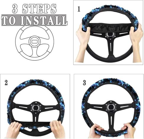 Glow Dolphin Totem Flower Steering Wheel Cover, Universal Fit for 15 Inch Vehicles, Polyester Material, Anti-Slip Car Wheel Protector in Saudi Arabia