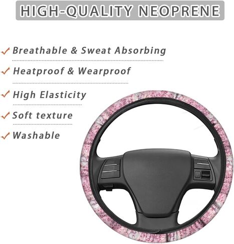Glow Dolphin Totem Flower Steering Wheel Cover, Universal Fit for 15 Inch Vehicles, Polyester Material, Anti-Slip Car Wheel Protector in Saudi Arabia
