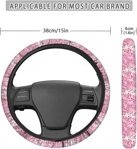 Glow Dolphin Totem Flower Steering Wheel Cover, Universal Fit for 15 Inch Vehicles, Polyester Material, Anti-Slip Car Wheel Protector in Saudi Arabia
